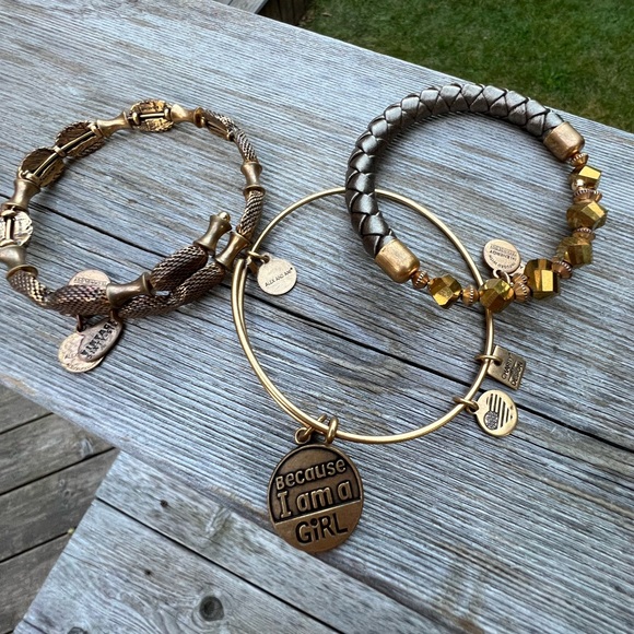 ALEX & ANI Gold Expandable Charm Bracelets LOT Because I am a Girl X 3 Retired - Picture 6 of 9